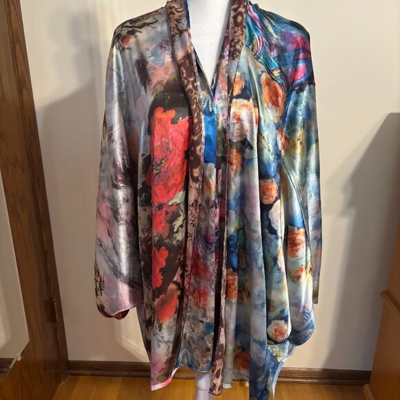 NWT JOHN MARK Multicolor REVERSIBLE Kimono - Size 3x (Polyester/Spandex) - Picture 1 of 12
